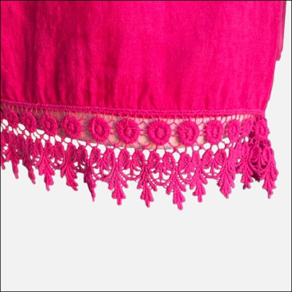 Terzo Millennio Linen Pink Crocheted Lace Trim Made In Italy Blouse (Size M) - Picture 8 of 14